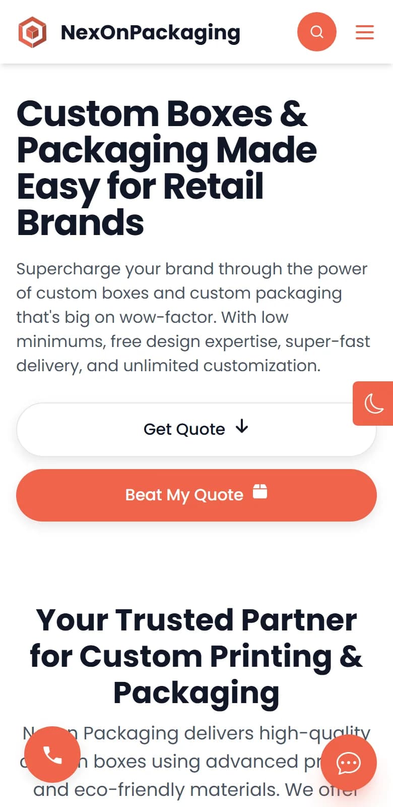 Nexon Packaging live mobile application view